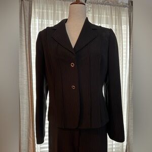 Tahari Black Pinstripe Petite Suit